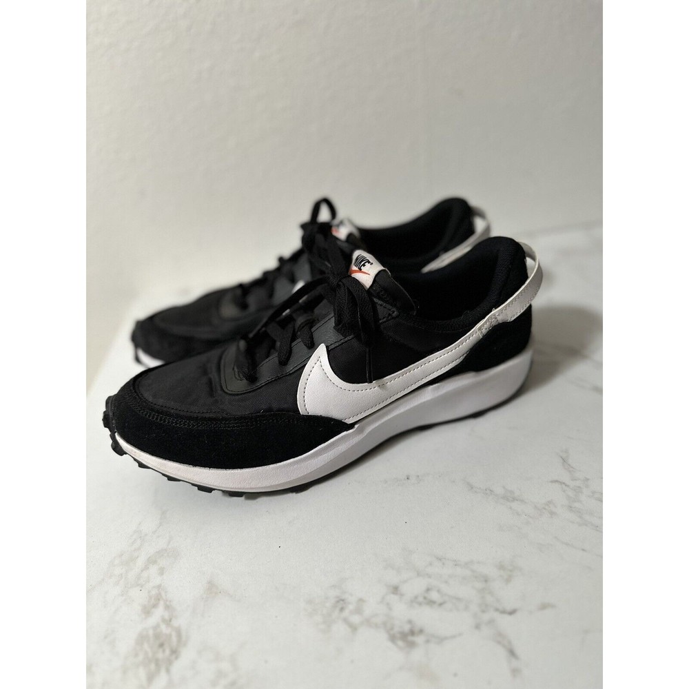 Nike Waffle Debut Mens Size 9 Sneakers Black White Orange DH9522 001